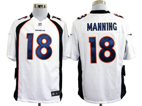NFL Denver Broncos 18 Manning Authentic White Nike Game Jerseys
